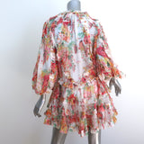 Zimmermann Ruffled Mini Dress Mae Floral Print Silk Chiffon Size 0P Long Sleeve