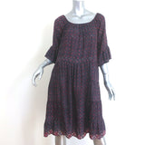 Natalie Martin Mesa Bell Sleeve Tiered Dress Purple Floral Print Silk Size Small