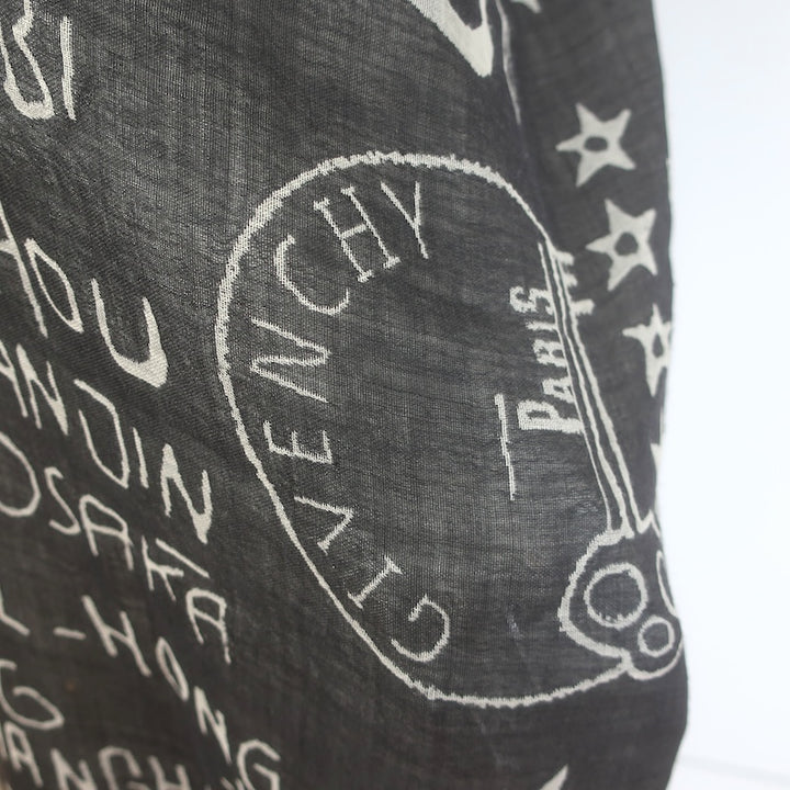 Givenchy World Tour Fringed Gauze Shawl Scarf Black/Gray