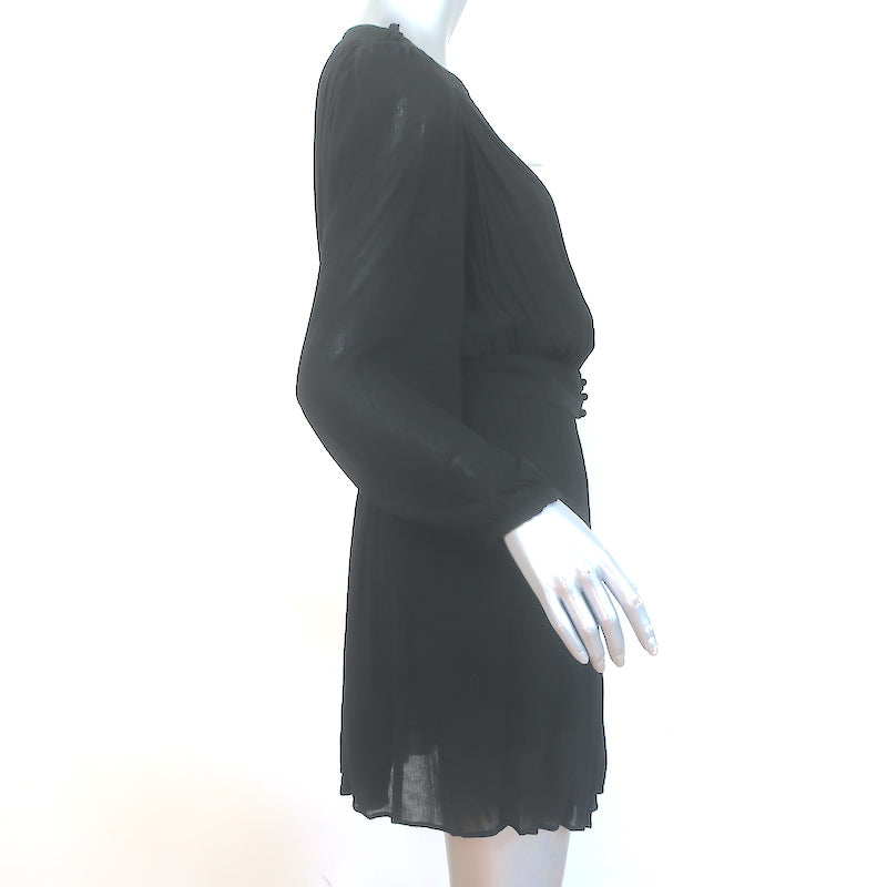 Isabel Marant Etoile Karla Long Sleeve Mini Dress Black Crepe Size 36 NEW