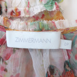 Zimmermann Ruffled Mini Dress Mae Floral Print Silk Chiffon Size 0P Long Sleeve