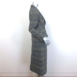 ALEXACHUNG Checked Tweed Double Breasted Coat Gray Wool-Blend Size UK 8