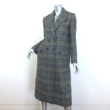 ALEXACHUNG Checked Tweed Double Breasted Coat Gray Wool-Blend Size UK 8