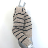 Celine boat-neck mariniere sweater in taupe and navy wool, authentic pre-owned, gently worn luxury knit