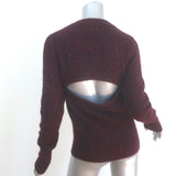 Isabel Marant Cutout-Back Crewneck Sweater Burgundy Speckled Knit Size 38