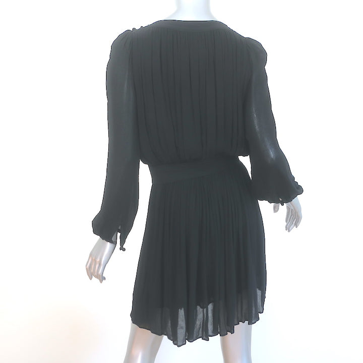 Isabel Marant Etoile Karla Long Sleeve Mini Dress Black Crepe Size 36 NEW