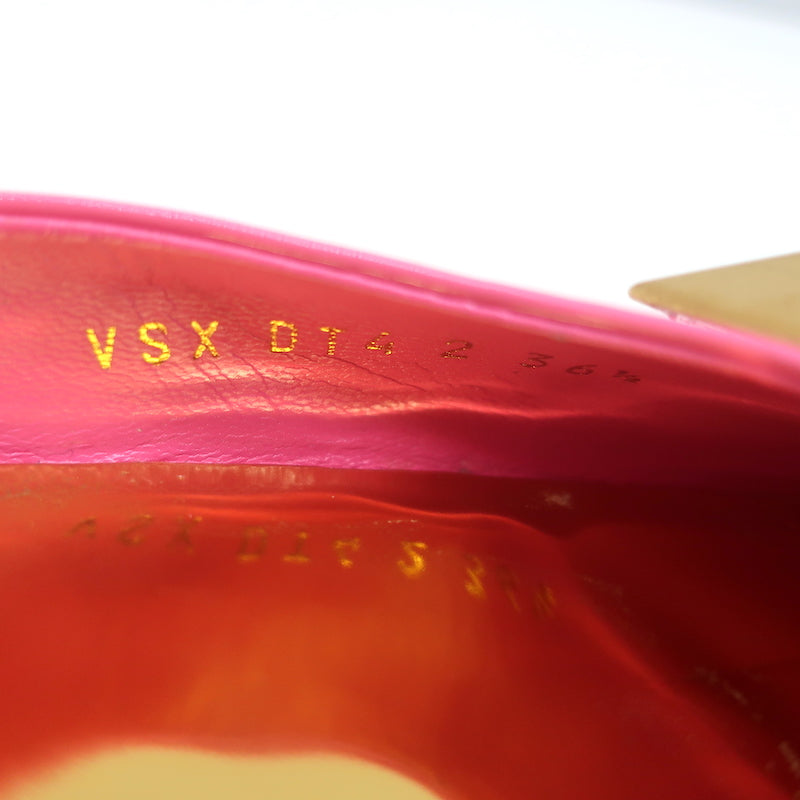 Valentino One Stud Ankle Strap Pumps Hot Pink Patent Leather Size 36.5