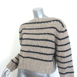 Celine mariniere boat-neck wool sweater in taupe and navy, authentic pre-owned luxury piece, size M