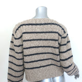 Celine boat-neck mariniere wool sweater in taupe and navy, authentic pre-owned luxury, gently worn.
