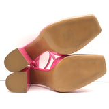 Valentino One Stud Ankle Strap Pumps Hot Pink Patent Leather Size 36.5