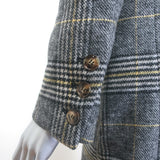 ALEXACHUNG Checked Tweed Double Breasted Coat Gray Wool-Blend Size UK 8