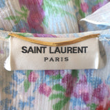 Saint Laurent Crystal-Strap Ruffled Maxi Dress White Floral Print Silk Size 36