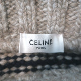 Celine mariniere boat-neck striped wool sweater in taupe and navy, authentic pre-owned, gently worn luxury knit
