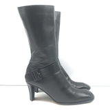 Costume National Mid-Calf Buckle Boots Black Leather Size 38