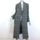 ALEXACHUNG Checked Tweed Double Breasted Coat Gray Wool-Blend Size UK 8