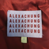 ALEXACHUNG Checked Tweed Double Breasted Coat Gray Wool-Blend Size UK 8