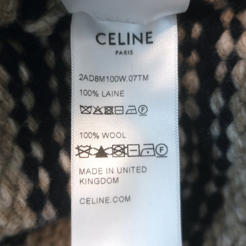 Celine mariniere boat-neck sweater, taupe &amp; navy wool, authentic pre-owned, gently worn, size M