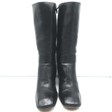 Costume National Mid-Calf Buckle Boots Black Leather Size 38