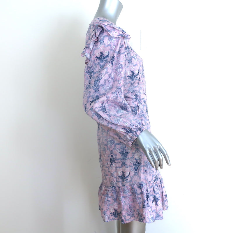 Isabel Marant Etoile Telicia Ruffled Wrap Dress Lilac Printed Linen Si Celebrity Owned Isabel Marant Etoile Telicia Ruffled Wrap Dress Lilac Printed Linen Si Celebrity Owned
