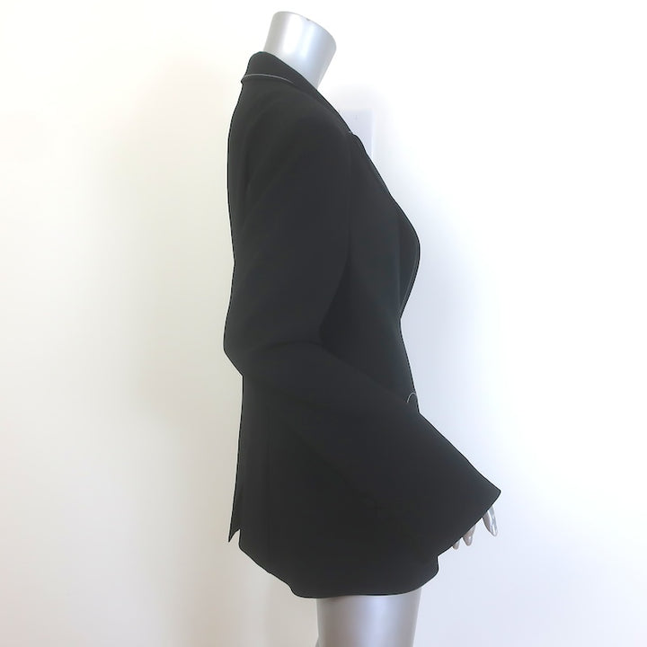 Cinq a Sept Heart-Pocket Blazer Black Crepe Size 12 One-Button Jacket