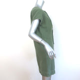 Nili Lotan Lace-Up Mini Dress Army Green Size Extra Small Short Sleeve Shift NEW