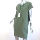 Nili Lotan Lace-Up Mini Dress Army Green Size Extra Small Short Sleeve Shift NEW