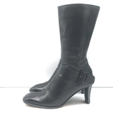 Costume National Mid-Calf Buckle Boots Black Leather Size 38