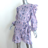Isabel Marant Etoile Telicia Ruffled Wrap Dress Lilac Printed Linen Size 38