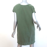 Nili Lotan Lace-Up Mini Dress Army Green Size Extra Small Short Sleeve Shift NEW