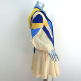 Stella McCartney Hooded Mini Dress Monica Yellow/Blue Paneled Silk Size 38