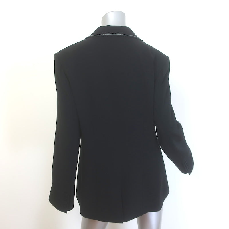 Cinq a Sept Heart-Pocket Blazer Black Crepe Size 12 One-Button Jacket