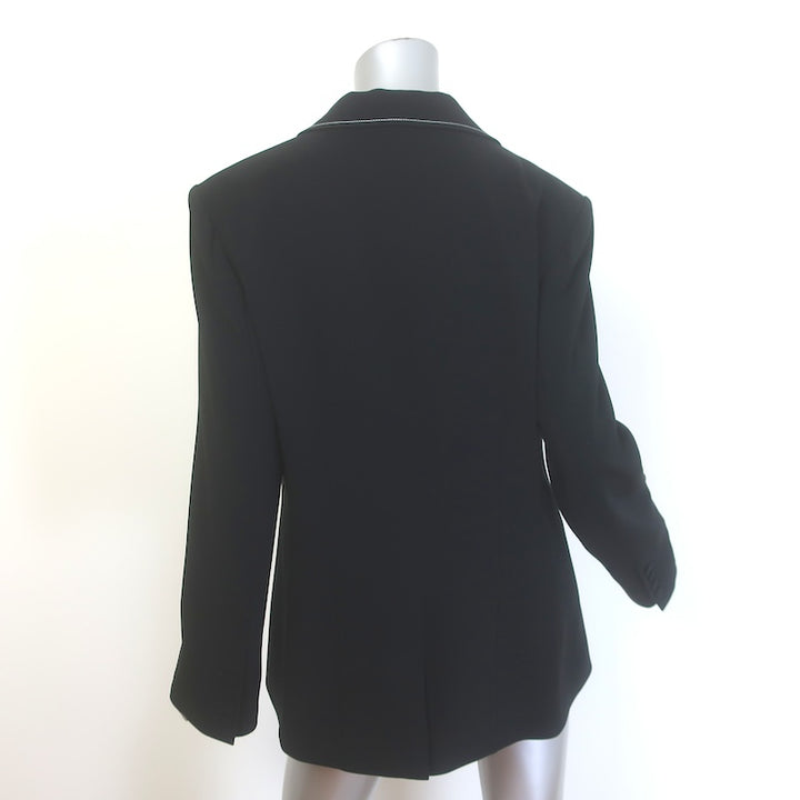 Cinq a Sept Heart-Pocket Blazer Black Crepe Size 12 One-Button Jacket
