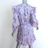 Isabel Marant Etoile Telicia Ruffled Wrap Dress Lilac Printed Linen Size 38