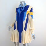 Stella McCartney Hooded Mini Dress Monica Yellow/Blue Paneled Silk Size 38