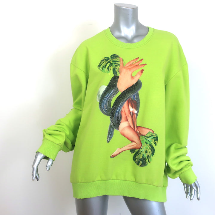 The Alchemist Embroidered Crewneck Sweatshirt Lime Green Size Large Unisex