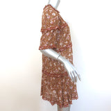 Isabel Marant Etoile Maiwenn Tiered Mini Dress Ochre Floral Print Cotton Size 34