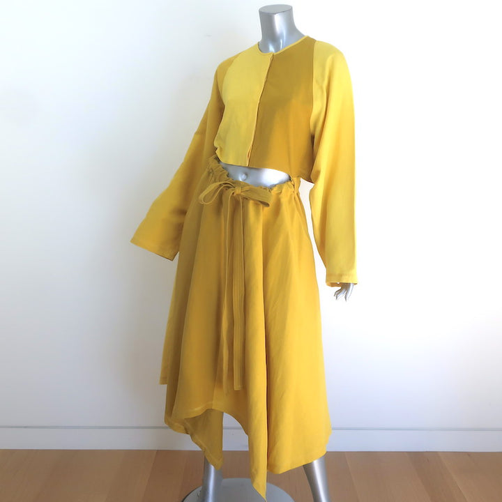 Loewe Colorblock Cutout Midi Dress Marigold Linen-Silk Size 40