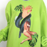 The Alchemist Embroidered Crewneck Sweatshirt Lime Green Size Large Unisex