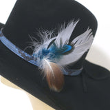 Stetson x Kemo Sabe Snake-Band Feathered Cowboy Hat Black 6x Fur Felt Size 54