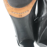 Costume National Mid-Calf Buckle Boots Black Leather Size 38