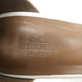 Hermes Ilana Espadrille Wedges White Leather Size 36 Platform Sandals