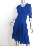 McQ Alexander McQueen Fit & Flare Knit Dress Blue Wool Size Extra Large