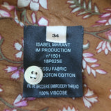 Isabel Marant Etoile Maiwenn Tiered Mini Dress Ochre Floral Print Cotton Size 34