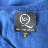 McQ Alexander McQueen Fit & Flare Knit Dress Blue Wool Size Extra Large