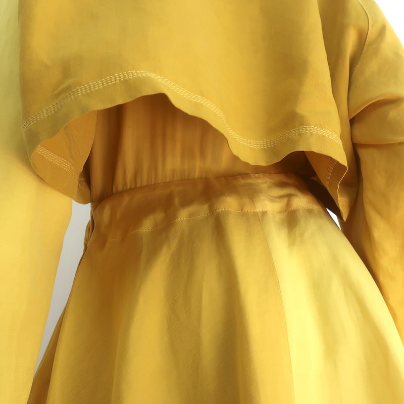 Loewe Colorblock Cutout Midi Dress Marigold Linen-Silk Size 40