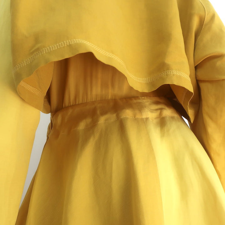 Loewe Colorblock Cutout Midi Dress Marigold Linen-Silk Size 40
