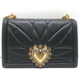 Dolce & Gabbana Devotion Large Shoulder Bag Black Quilted Leather Crossbody NEW