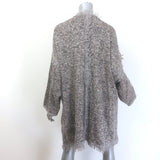 Authentic Chloe fringed boucle sweater coat, gray-beige wool-blend, pre-owned, gently worn