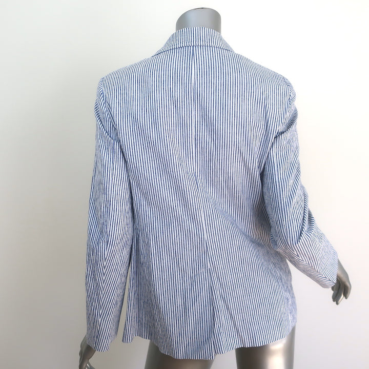 Max Mara Weekend Seersucker Blazer Blue/White Size US 8 Two-Button Jacket