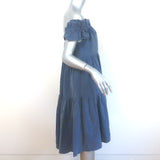 Ulla Johnson Olivia Off the Shoulder Tiered Dress Chambray Blue Size 0 NEW